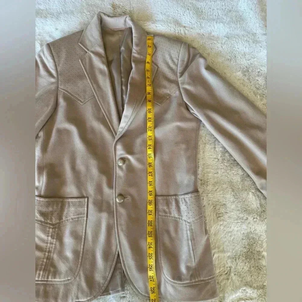Circle S Dallas Sport Coat Tan Felt Western Cowboy Rockabilly Blazer USA M VTG - Picture 7 of 10
